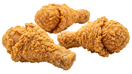 Golden fried chicken drumsticks arranged on a dark background offer a tempting culinary experience.