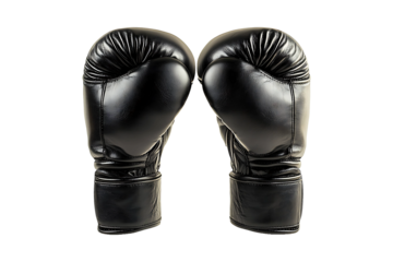 Professional black boxing gloves for combat sports training Isolated on a Transparent Background