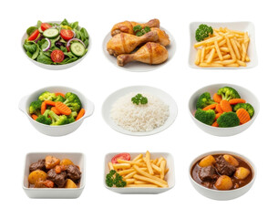 Delicious meal options kitchen food aesthetic isolated on transparent background