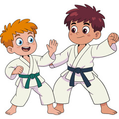 &ldquo;Female Martial Artist Performing High Front Kick in White Karate Uniform with Black Belt, Isolated on Black Background&rdquo;