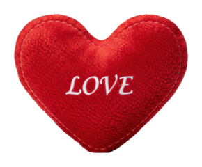 Heart symbolizing love romantic theme plush toy cozy home isolated on transparent background