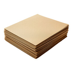Stack of Thick Brown Cardboard Sheets for Packaging Use Isolated on a Transparent Background