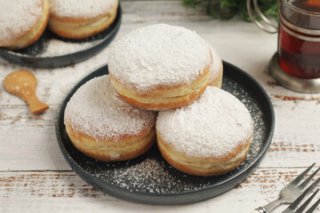 Traditional German dessert cake Krapfen or Berliner