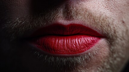 Obraz premium Man with Red Lipstick