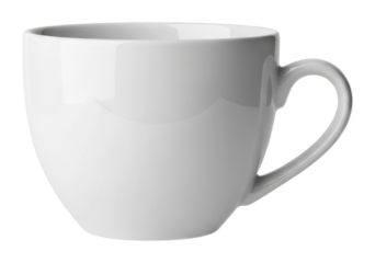 Elegant white coffee cup displayed on tabletop minimalist design isolated on transparent background