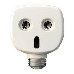 White Contemporary Electrical Socket Adapter Head Isolated on a Transparent Background