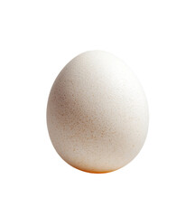A single, whole, light-cream colored egg, in focus, against a black background. The egg's surface shows subtle, fine texture