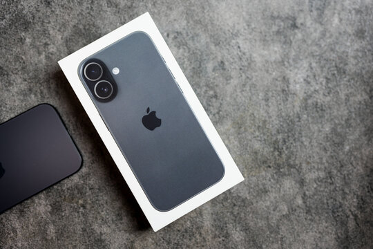 Bangkok, Thailand - December 28, 2025 : New iPhone 17. A19 chip and 48MP Dual Fusion camera system.