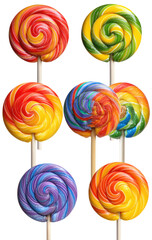 Colorful swirl lollipops on sticks