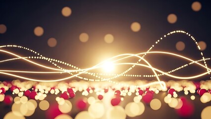 Glowing Light Trails Over Bokeh Particles abstract