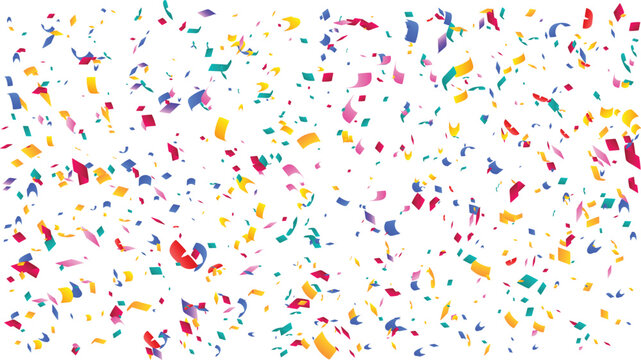 Colorful confetti explosion falling against a pure, perfect for celebration and party themes