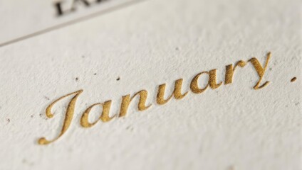 Close-up of January text on a calendar page.