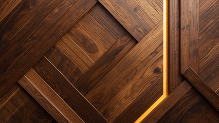 A close-up view of a beautifully designed wooden floor with a warm glow