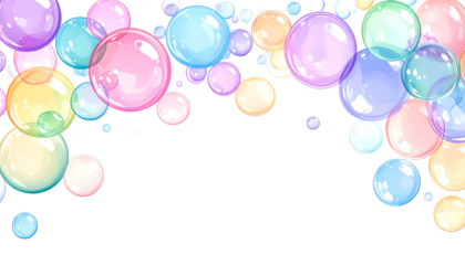 Colorful, semi-transparent orbs float against a black background, creating an ethereal scene