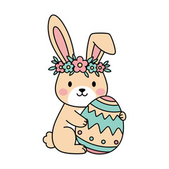 Happy easter bunny and egg t shirt design, Easter design element