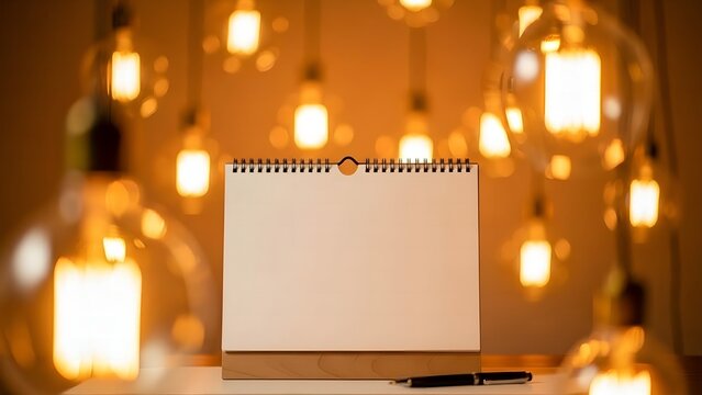 Blank Calendar with Vintage Lights for Planning and Ideas