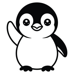Obraz premium Adorable Cartoon Penguin Mascot – Kawaii Baby Penguin Illustration