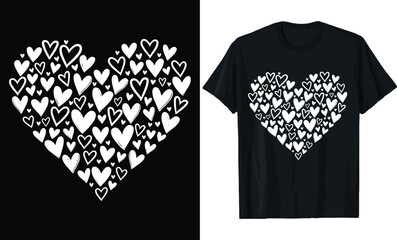 Hand Drawn Sketch Heart Mosaic Valentine Day T Shirt Design