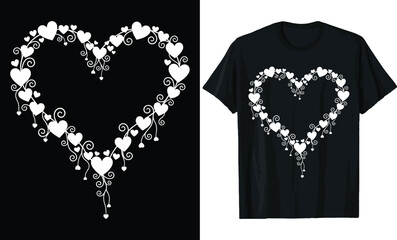 Elegant Swirling Hearts Vine Silhouette Valentine Day T Shirt Design