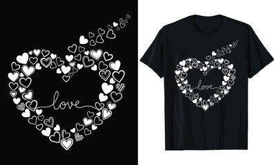 Hand-Drawn Heart of Hearts "Love" Valentine's Day T-Shirt Design