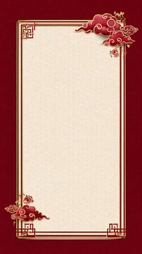Luxury chinese background with festive oriental background frame red border and gold cloud decoration elegant scroll design for new year greeting card invitation banner poster