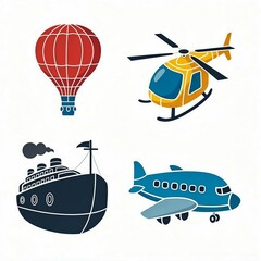 Illustration set of transport icons 