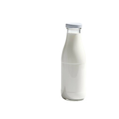 A white-filled glass bottle with a white cap against a black background