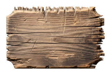 Weathered wooden plank texture isolated on transparent background