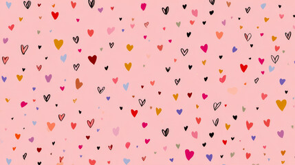 &ldquo;Colorful Tiny Hearts Seamless Pattern on Light Pink Background &ndash; Cute Romantic Design&rdquo;