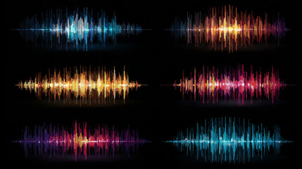 &ldquo;Podcast Sound Waves Collection &ndash; Voice Message Equalizer and Sound Spectrum Vector Illustration&rdquo;