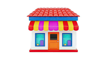 Cartoon Shop Illustration on White Background
