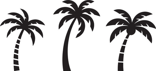 Palm Tree Silhouette Icon Tropical Nature Beach Travel Vector