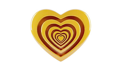 Golden Heart Nesting on White Background