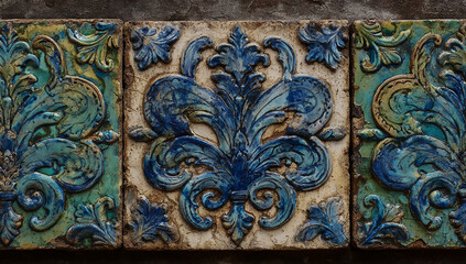 Intricate ceramic tiles with floral designs