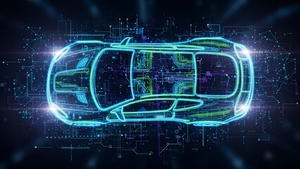 Futuristic Autonomous Car Technology Blueprint