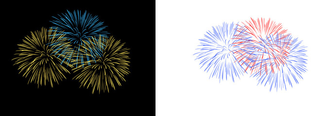 Colorful Fireworks Celebration Isolated Background © APmit