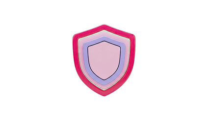 Pink Shield Icon on White Background