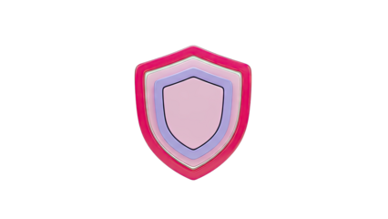 Pink Shield Icon on White Background