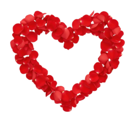 Romantic gesture heart made of rose petals garden love isolated on transparent background
