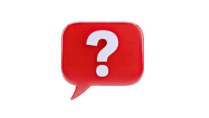 Red Question Mark in Speech Bubble on White Background