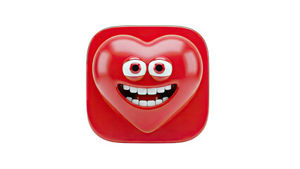 Smiling Heart Icon on White Background
