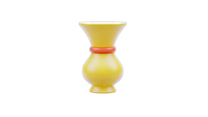 Yellow Vase with Orange Ring Isolated on White
