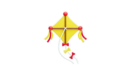 Yellow Diamond Kite with Red and Yellow Streamers and Bows