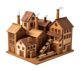 Wooden model factory design workshop creative isolated on transparent background