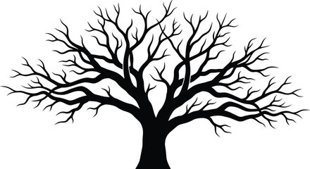 Obraz premium Dry Tree Silhouette Vector Illustration on White Background