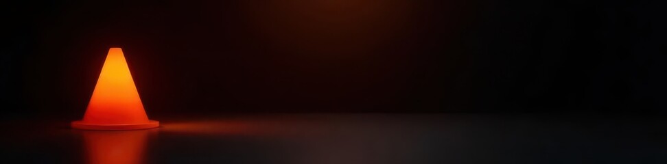 Intense orange spotlight cone, sharp edges, black background, power, focus