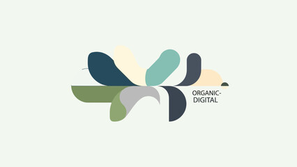 Abstract colorful digital flower logo design element.
