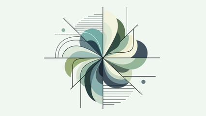 Abstract Geometric Pattern with Swirling Shapes and Lines.