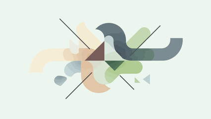 Abstract geometric shapes in various colors and sizes overlapping.