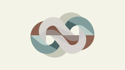 Abstract intertwined rings in various earthy tones and shades.